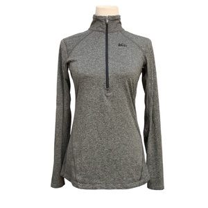 REI lightweight half zip base layer pullover long sleeved grey
